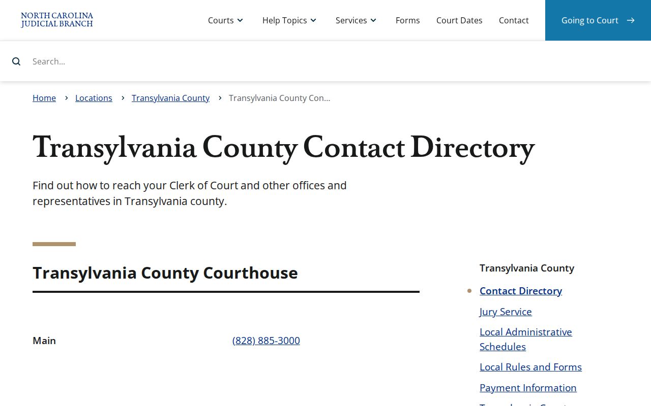 Transylvania County criminal court records contact directory