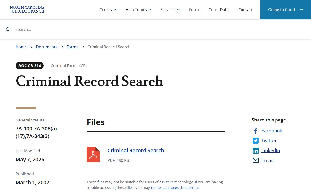 Transylvania County criminal court case record search form